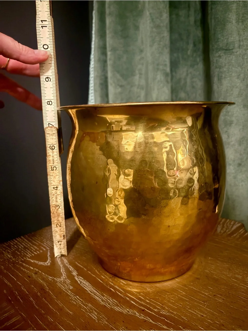 Vintage Hammered Brass Planter